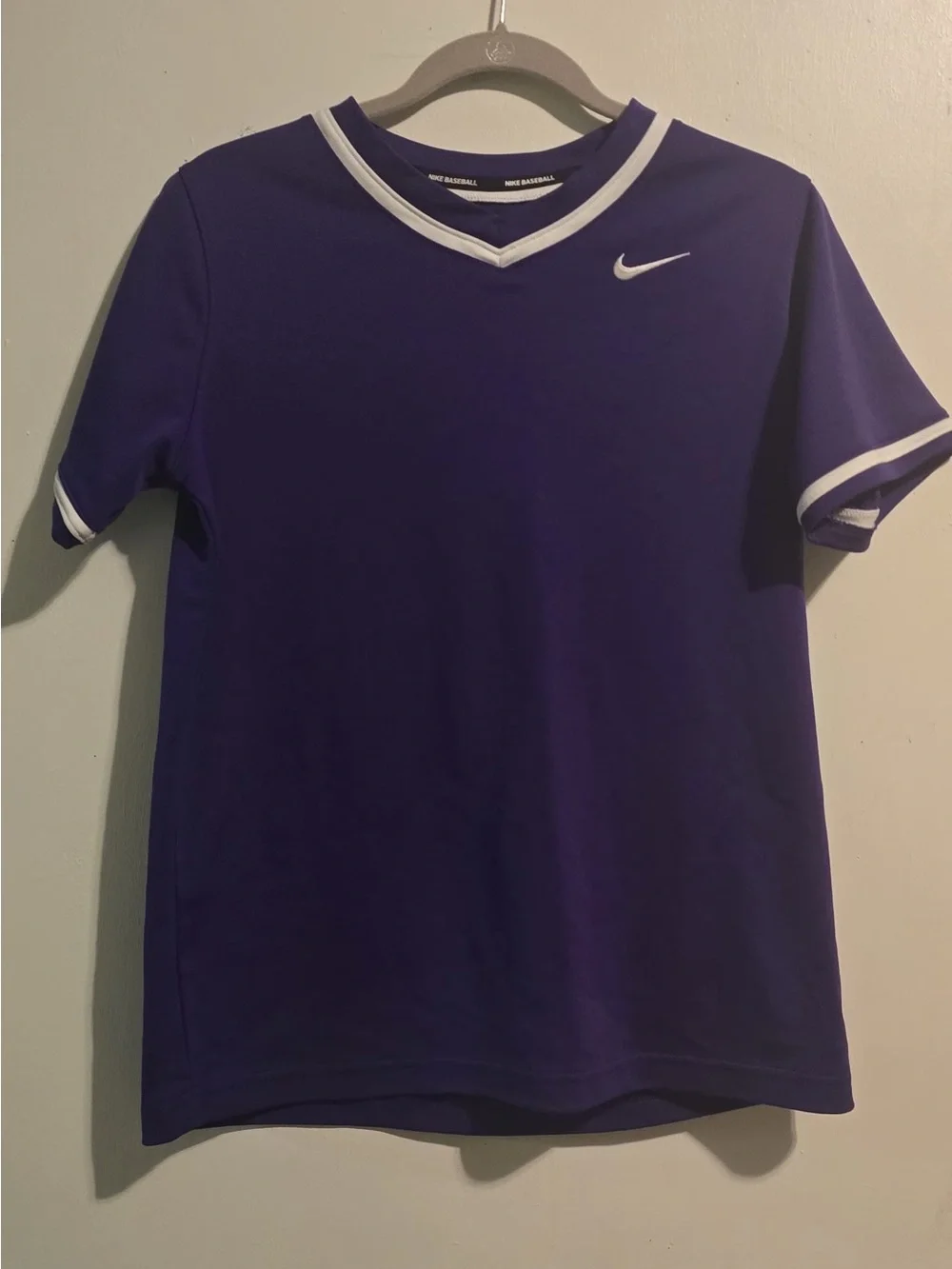 Nike Purple V-Neck Tee with White Trim